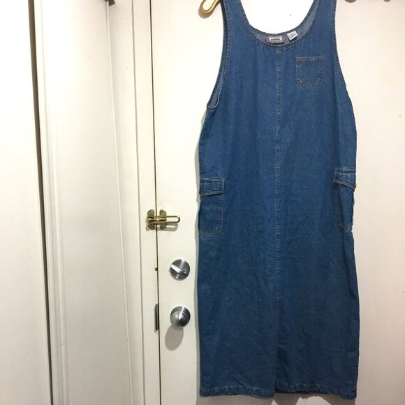VINTAGE PREMIER INTERNATIONAL MAXI DENIM DRESSES SIZE L - Picture 3 of 10